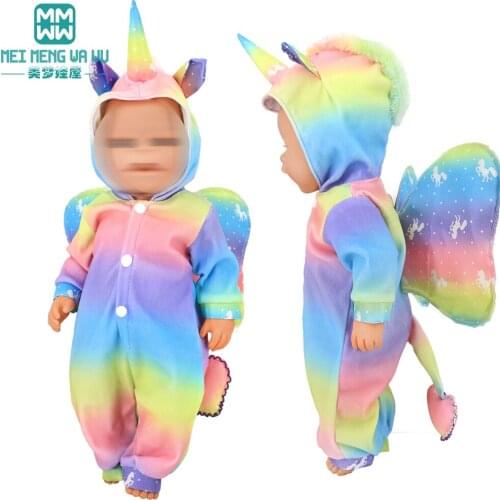 Doll clothes for 43-45cm toy new born doll and american doll baby cartoon jumpsuit