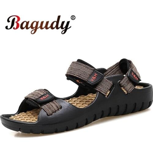 Fashion Men Beach Sandals Summer Shoes Non-slip Rome Male Beach Sandals Outdoor Breathable Casual Shoes Comfortable Men Slippers