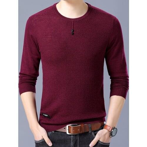 MRMT 2021 Brand New Spring Mens Long-sleeved Sweater Pullover T-shirt for Male Sweater Tops Casual Solid Color Sweater