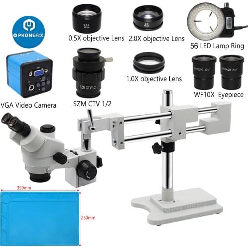 3.5X-90X Simul-Focal Double Arm Stander Trinocular Stereo Microscope Digital 38MP Camera Microscope Set for PCB Soldering Repair