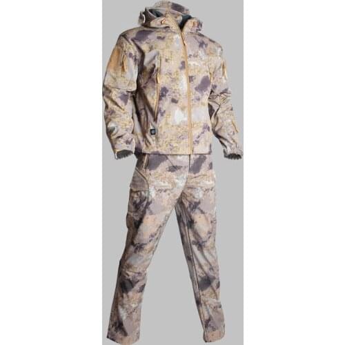 Man Softshell Outdoor Combat Hunting Travel Fishing Climbing Camping Suits Tactical Camouflage Winter-proof Hiking Jacket+pants