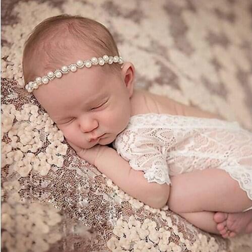 Newborn Photography Props Girl Headwear Pearl Flower Headband Photography Newborn Accessories