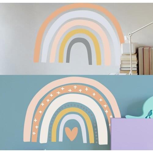 Wall Sticker Cartoon Pattern Easy to Apply Long-lasting Colorful Rainbow Wall Decal Bedroom Home Decor Lovely Glossy Wallpapers