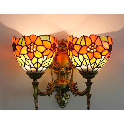 Artpad Colorful Butterfly Glass Wall Mounted Lamp Romantic Up Down Double Head Sconces Bathroom Mirror Bedside Aisle Lighting