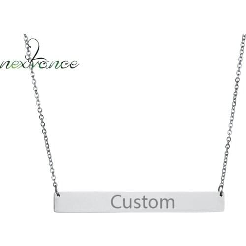 Nextvance Stainless Steel Personalized Engraved Nameplate Necklace Customized Words Letter Pendant Necklace Charm Jewelry