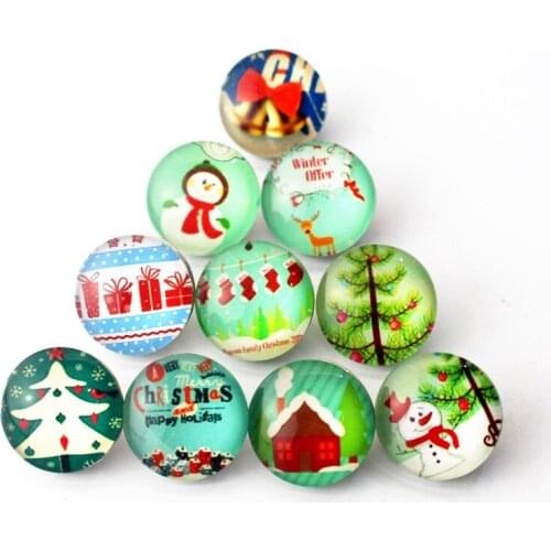New Style 20pcs/lot Christmas Snap Buttons Charms Print Glass Buttons Fit DIY Snap Bracelets&Bangle Jewelry