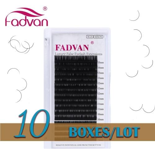 Wholesale 10 Boxes Fadvan Classic Individual False Eyelash Tray Makeup Lashes Faux Mink Fake Eye Lash for Building