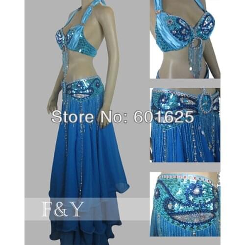 Wholesale new belly dance costume set BRA+belt 2 piece/ set accept size,B/C/D/DD CUP 34-42DD