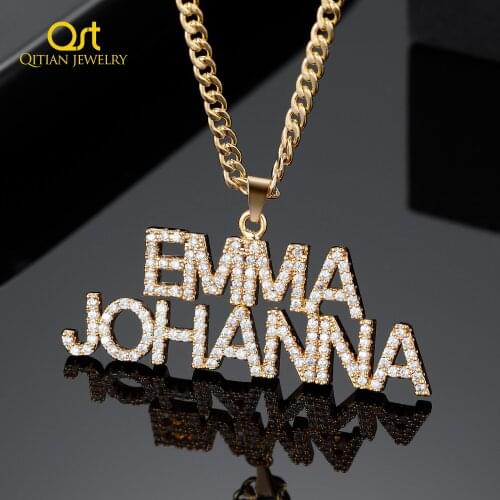 Personalized Crystal Name Necklace Customized Zircon Letter Name Pendant 18K Gold Plate Nameplate Chain Jewelry For Women Gifts