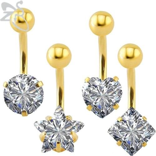 Belly piercing heart gold navel piercing cute belly button rings piercing navel surgical steel women fashion christmas gifts