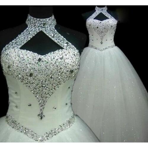 Beach Halter Sexy Beading A Line Tulle Plus Size Wedding Dresses Long Wedding Guest Gowns Maid Of Honor Dress