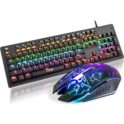 Wired Keyboard & Mouse Set 104 Keys USB Wired LED Breathing Backlit Gaming Keyboard 1200DPI Gaming Mouse for Desktop Computer