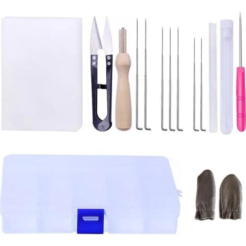 Nonvor Sewing Needles Felting Doll Mat Handmade Sets DIY Craft Felt Tools Supplies with Wood Handle Kit Storage Box Wool Roving