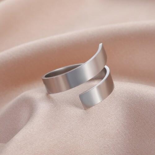 Skyrim Minimalist Silver Color Open Ring Women Stainless Steel Adjustable Finger Ring Geometric Birthday Party Jewelry Gift
