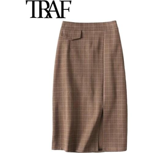 Юбки-карандаши в клетку TRAF China At AliExpress