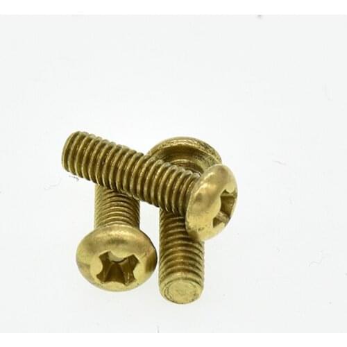 50Pcs ISO7045 DIN7985 M2 M2.5 M3 Copper Machine Screws Phillips Machine Round Head Brass Screws GB818