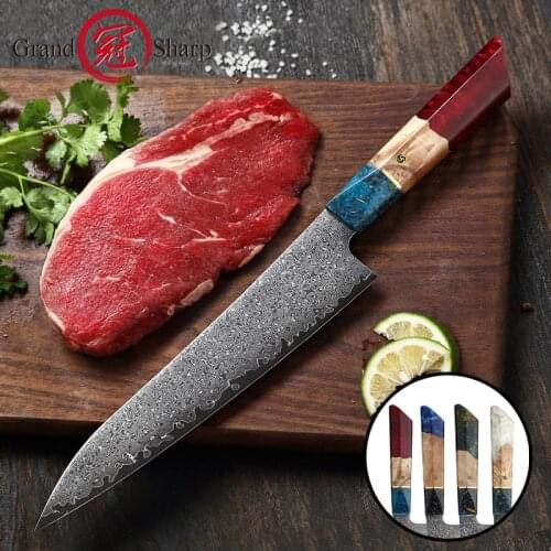 9 Inch Gyutou Japanese Knives 67 Layers VG10 Damascus Steel Cleaver Sashimi Chef Kitchen Knives With Resin&Wood Handle Gift Box