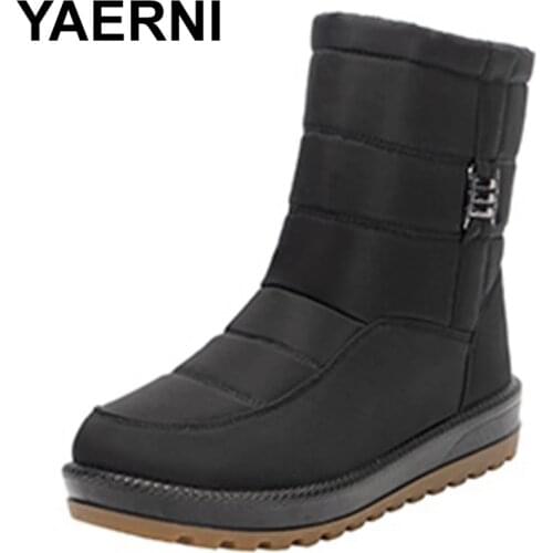 YAERNI Womens Winter Boots Female Plus velvet waterproof Non-slip Ankle Boots Ladies Snow Boots Mother Casual Shoes Plus Size