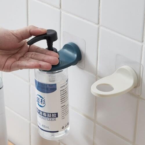 Plastic Wall Mount Soap Shower Gel Dispenser Bottle Hanging Hook Rack Hand Sanitizer Holder Bathroom Kitchen Organizer