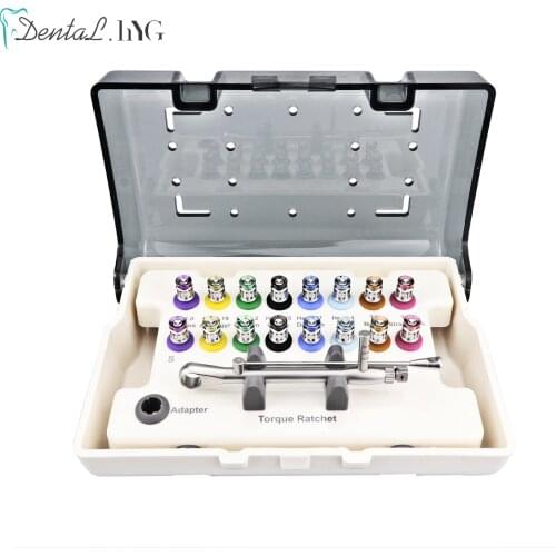 Dental Implant Torque Wrench Ratchet 10-70NCM with 16Pcs Screwdriver Repair Get 10pcs Dental Burs Free