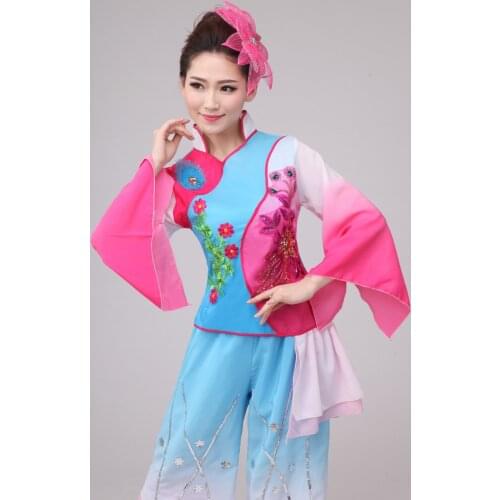 0171) Women Embroidery sequined classical dance woman rainy potic fan/umbrella/drum costume for stage performance clothing