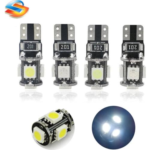 10X Wholesale new Canbus White T10 W5W 5 smd 5050 Led Car Light 194 Error Bulbs led automotivo t10 light bulb lamp