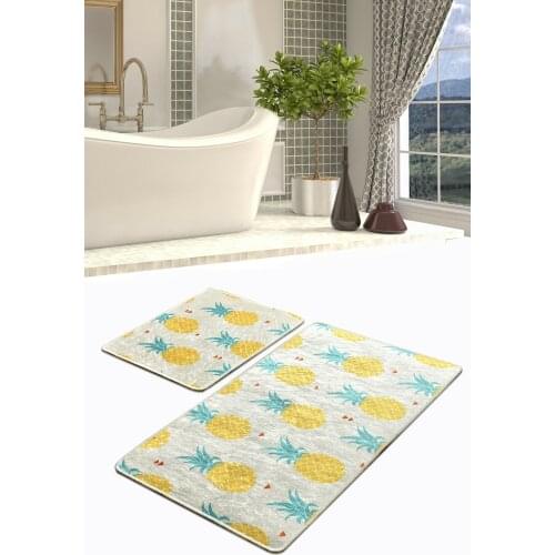 2 Pcs Pineapple Decoration Decor Door Rugs Home Floor Carpet Doormat Bathroom Kitchen Living Room Anti-Slip Bath Mats Outdoor