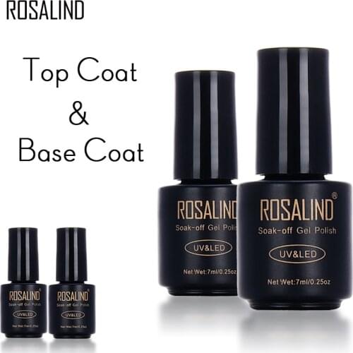 ROSALIND Base And Top Gel Nail Polish 7ML Semi Permanent Tempered Top Rein Force Gel Rubber For Gel Varnishes Manicure Nail Art