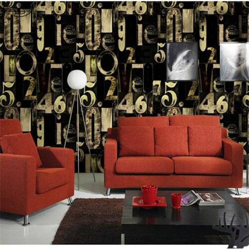 Beibehang 3D personality blue black letters alphabet wallpaper fashion ktv bar restaurant living room video wall wallpaper