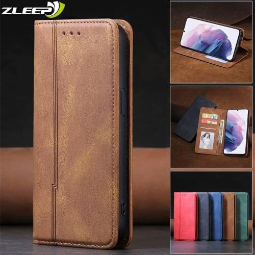 Flip Wallet Card Slot Phone Case For Samsung Galaxy S21 S20 FE S10 E S9 S8 Note 20 10 9 Plus Ultra Magnetic Stand Leather Cover