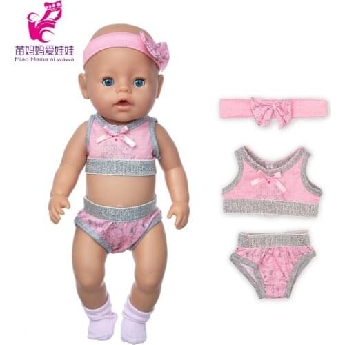 Baby Doll Bikini Clothes For 17 inch Doll Pink Swim Clothes Toys Wears