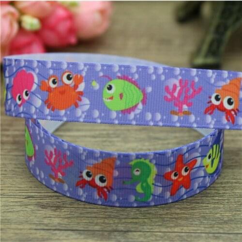 DHK 7/8'' 10yards narwhal dog sea animals printed grosgrain Ribbon Accessory hairbow headwear decoration Wholesale OEM DIY B1635