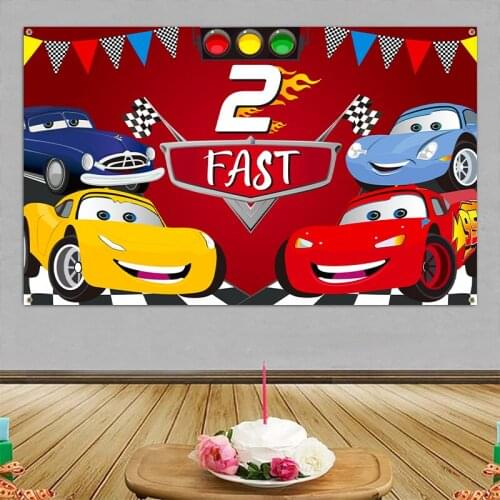 Race Car 2nd Birthday Party Backdrop Decor 2 Fast Photo Background Banner Wall Decoration Party Supplies for Two Years Old Kids