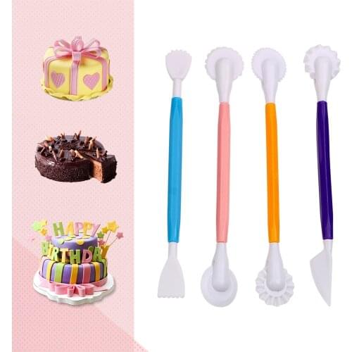 HILIFE Sugarcraft Flower Maker Decoration Pen 8 Patterns Pastry Carving Cutter 4pcs/set Fondant Cake Decorating Modelling Tools