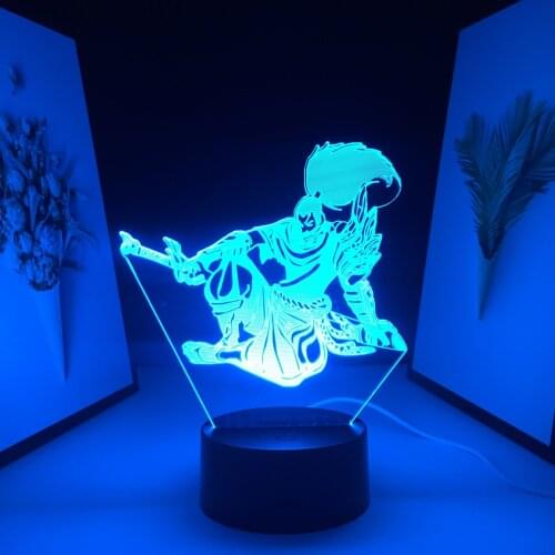 Game League of Legends Figure Yasuo 3D LED Night Light for Game Player Home Room Decor Lamp Birthday Gift Bedside Nightlight