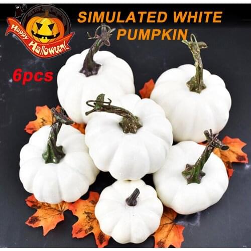 6pcs Artificial Small Pumpkins Realistic Fake Pumpkin DIY Craft Thanksgiving Party Decoration for Halloween Fall Harvest (White)