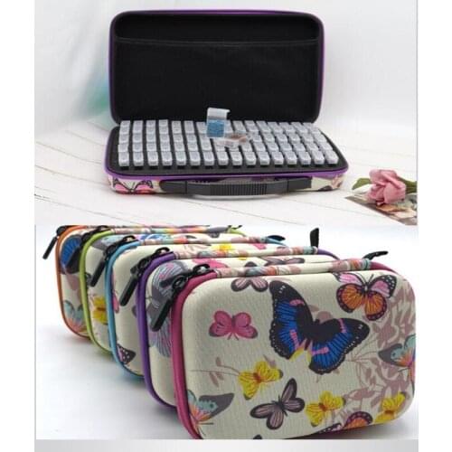 New 80 bottles of diamond painting box butterfly diamond embroidery accessories portable box storage box diamond inlaid handbag