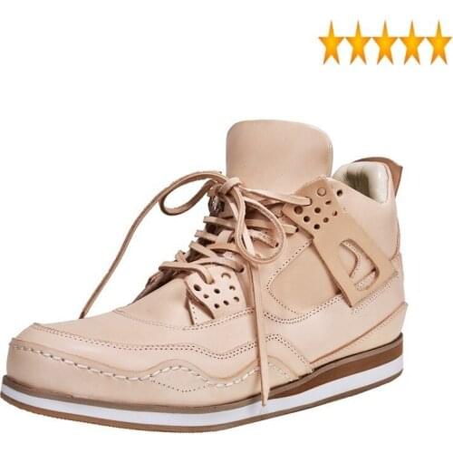 Up Mens Lace High Top Casual Joggers Sneakers Handmade Genuine Leather Hip Hop Trainers Male Platform Skateboard Shoes