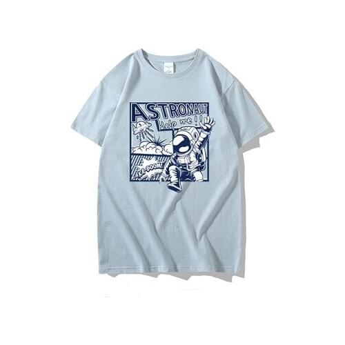 2021 Summer Trend New Astronaut Pattern Printing Loose Casual Cotton Youth T-shirt Short Sleeves