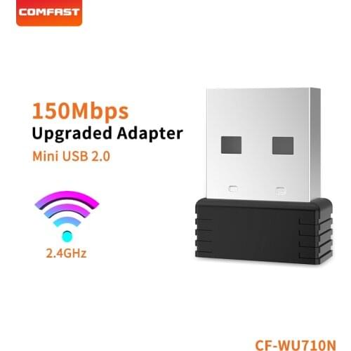 COMFAST Mini Wifi Adapter Usb Wifi Antenna MTK7601 Chip 150Mbps 2.4G Desktop PC Receiver Soft AP Function Black CF-WU710N-V2