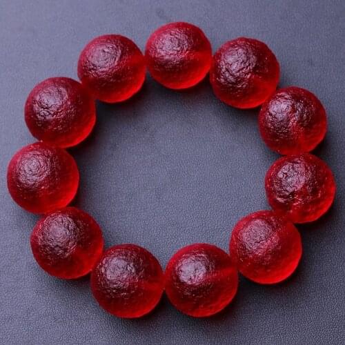 Fashion A++++ 100% Natural Primary color Korla blood meteorite glass meteorite Bracelet hand string red meteorite energy lucky