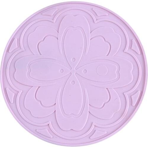 Soft Silicon Coaster Cup Pot Kettle Tea Mats Pads Round Pink Flowers Home Decorations Placemat Desktop Non-slip Waterproof
