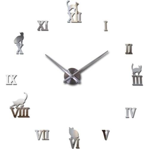 New Large wall clocks wall clock watch diy Acrylic mirror stickers Quartz Living Room Needle horloge Modern real