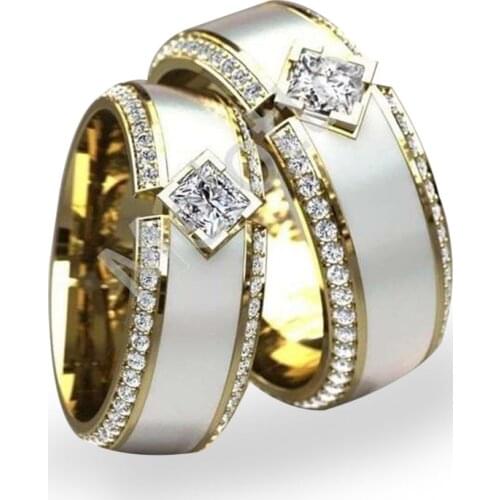 Ofertas Trendy Wholesale Bulk New Handmade Golden Color Luxury Oil Drop Inlaid White Zirconium Single Zinc Alloy Rings for Women