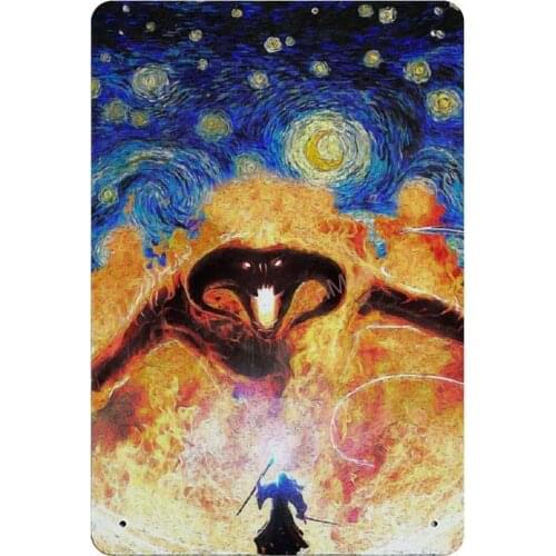 Fire Demon Starry Night Retro Metal Tin Sign Plaque Poster Wall Decor Art Shabby Chic Gift
