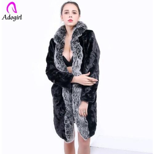 Vintage Gray Fluffy Faux Fur Coat Women Warm Shaggy Long Furry Fake Fur Winter Outwear Coat 2019 Autumn Elegant Party Overcoat