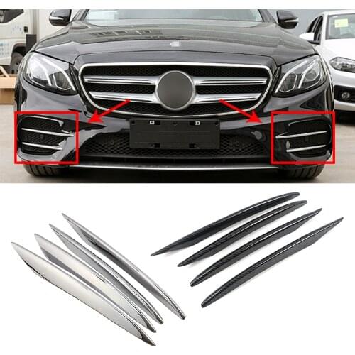 For Mercedes Benz E Class W213 AMG 2016-2019 Carbon Fiber Color Exterior Part Modify Front Fog Light Foglight Grille Frame Trim