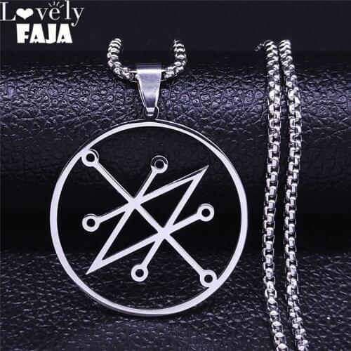 Azazel Sigil Pendant Necklace Silver Color Stainless Steel Necklace Pendant Women/Men Demonic Symbol Logo Sign Jewelry N4310S03