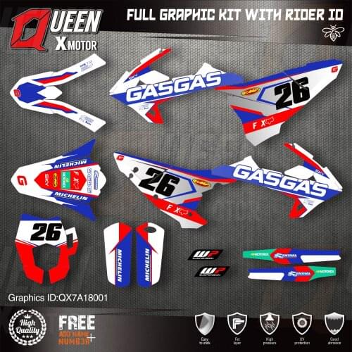 QUEEN X MOTOR Custom Team Graphics Backgrounds Decals 3M Stickers Kit For GASGAS 2018 2019 2020 EC 001