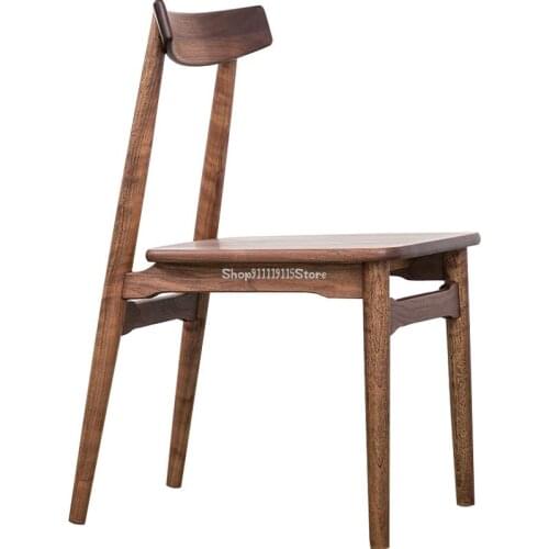 North American Black Walnut Nordic Dining Chair Modern Simple Household Solid Wood Chair Back Desk Chair